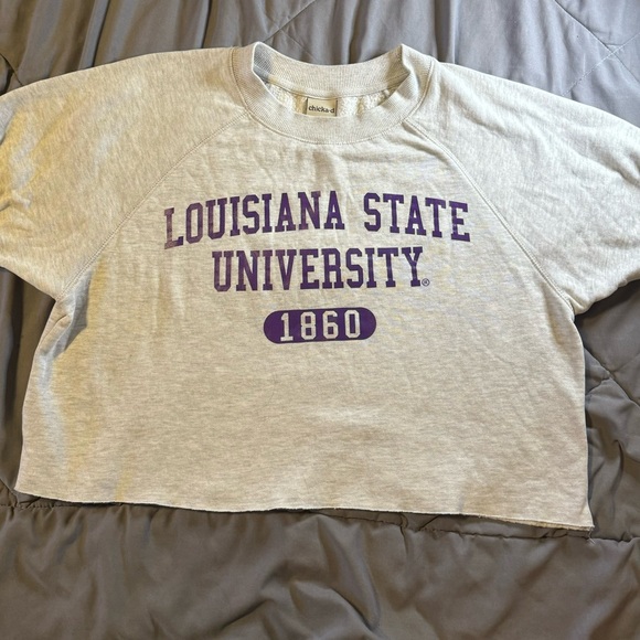 chicka-d Tops - LSU Cropped Sweatshirt